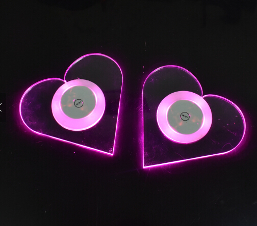 heart shape led coaster made of acrylic