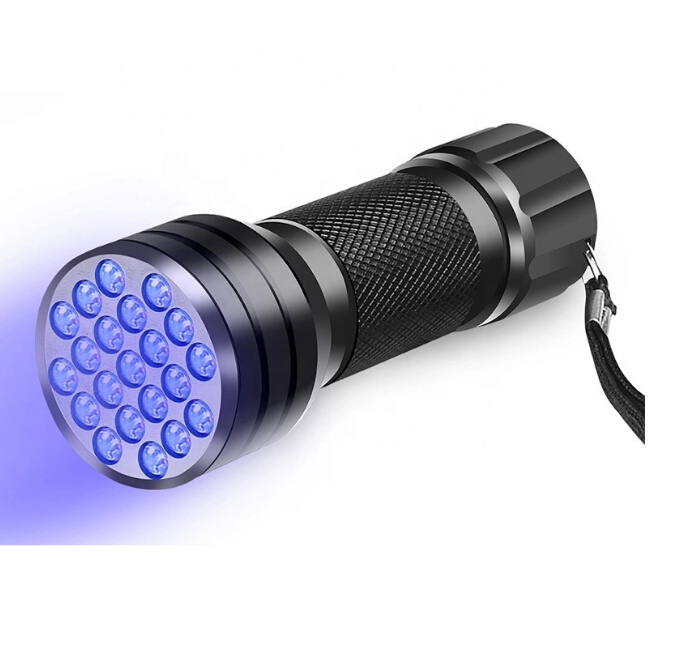 21 LED Amber Detector Ultraviolet Black Flashlight