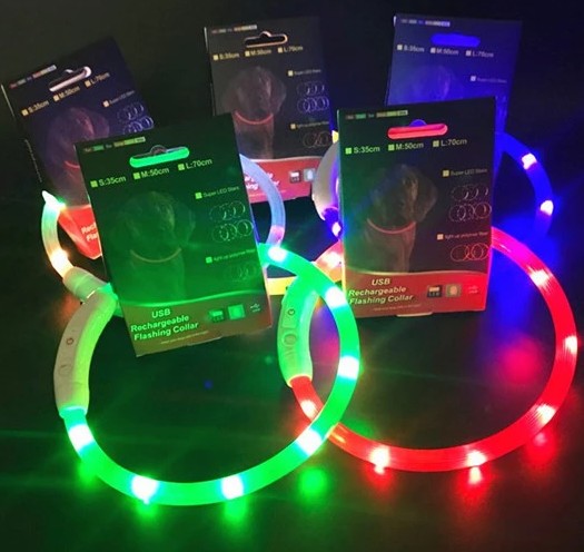 Wholesale Adjustable Reflective Bling Fancy LED Pet Dog Cat Collar